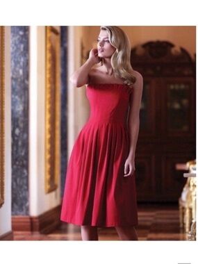 Red Antonio Melani Cocktail Pleated midi dress